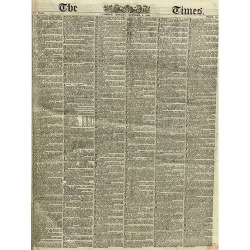 150A - Large 1843 The London Times original bound newspapers. October-December. 46x61cm