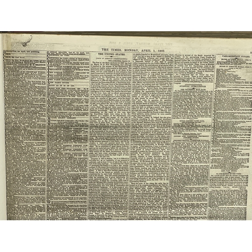 150B - A large 1867 The London Times original bound newspapers. April-June. 47x61cm