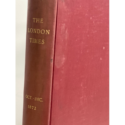 150C - A large 1872 The London Times original bound newspapers. October-December.