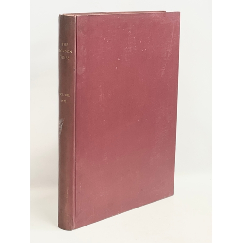 150C - A large 1872 The London Times original bound newspapers. October-December.