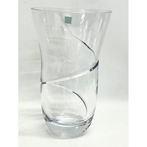 150G - A large Louise Kennedy ‘Spindle Tree’ Tipperary Crystal vase with box. Vase measures 18.5x29.5cm.