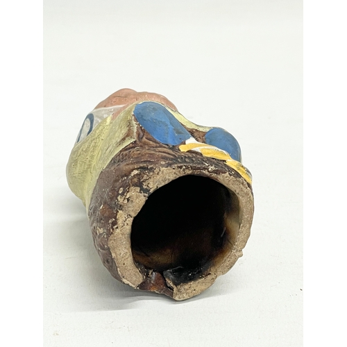 206D - 2 early 20th century Japanese hand painted terracotta incense burners. 10x6.5cm