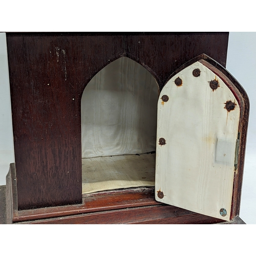 206E - A late 19th century mahogany and Birdseye Maple prayer box, 36x22x60cm