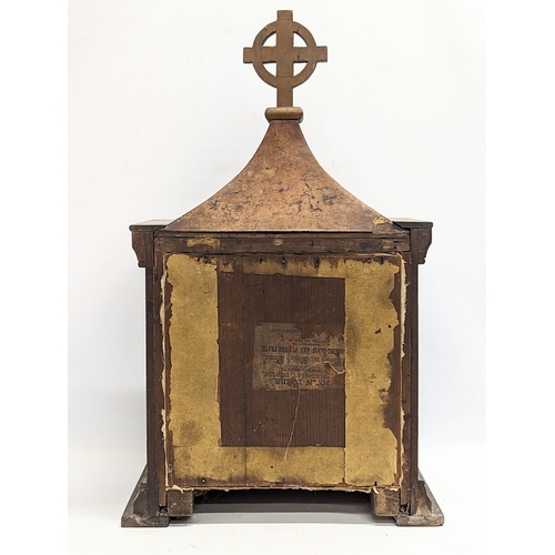 206E - A late 19th century mahogany and Birdseye Maple prayer box, 36x22x60cm