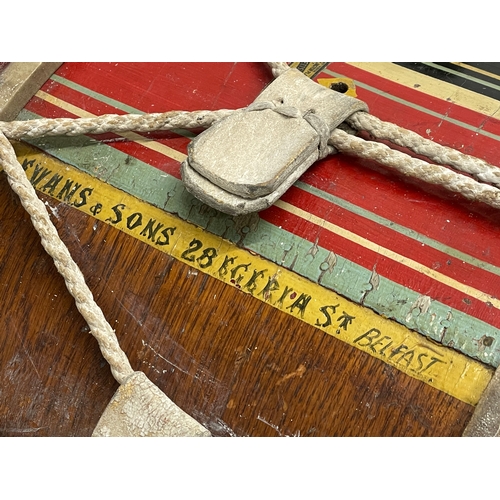 29 - A vintage Castleton Pipe Band drum. J. Evans & Sons, Belfast. Matchetts Musinsts LTD. 49x36cm