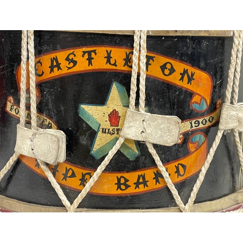 29 - A vintage Castleton Pipe Band drum. J. Evans & Sons, Belfast. Matchetts Musinsts LTD. 49x36cm