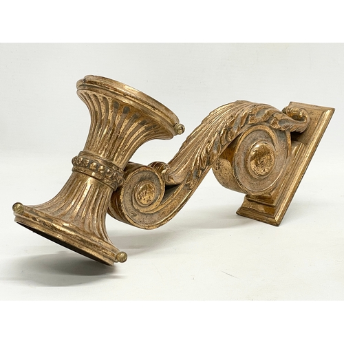 127E - A pair of good quality early 20th century heavy bronze golden leaf wall lights. 21x20cm