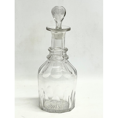 219B - 3 large late 19th/early 20th century Georgian style decanters. 30cm