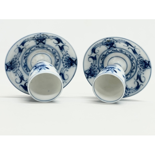 127F - A pair of late 19th century Fischer & Mieg, Pirkenhammer porcelain candleholders/egg cups. 10x8cm