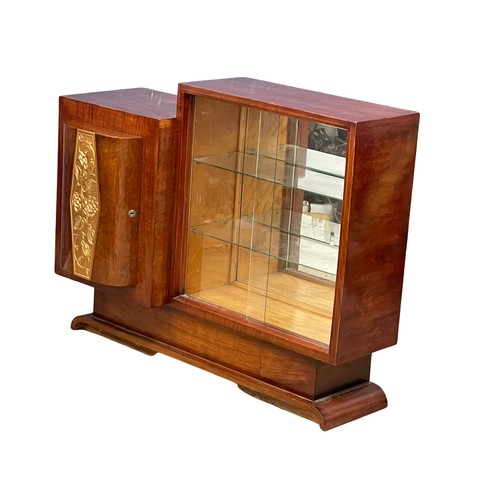 1001A - A good quality 1930’s Art Deco walnut cocktail display cabinet. 129x53x102cm.