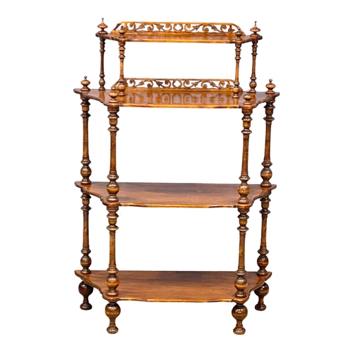 1132 - A a Victorian walnut 4 tier whatnot. 78x31.5x115.5cm