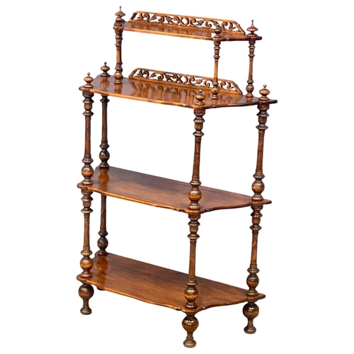 1132 - A a Victorian walnut 4 tier whatnot. 78x31.5x115.5cm