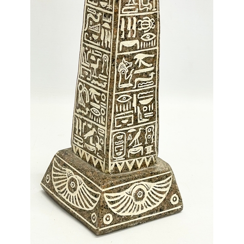 127K - A sundry lot. A large Egyptian marble Obelisk 44.5cm, 2 Chinese Terracotta soldiers and an African S... 