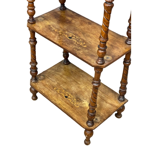 1136 - A Victorian inlaid whatnot. 54x33x109cm