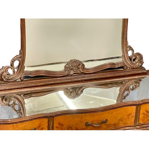 874 - An early 20th century French rococo style dressing table with 3 drawers on cabriole legs. 123x39x167... 