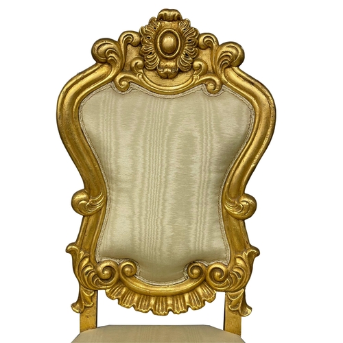 876 - A large late 19th century French heavy gilt hall chair. Circa 1890-1900.