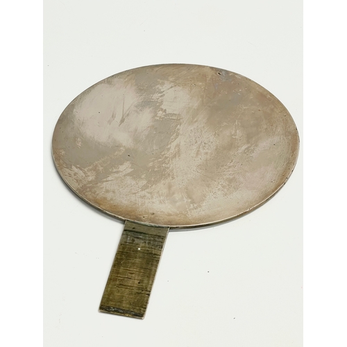 4 - A late 19th century Japanese bronze hand mirror. Decorated with cranes and tree. 23x32cm