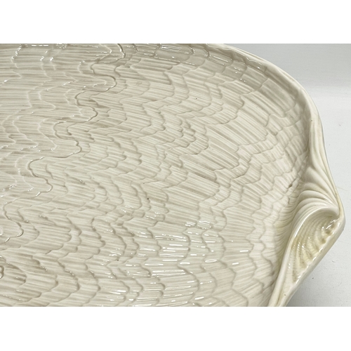 48 - A 3rd period Belleek Pottery ‘Tridacna’ tray. 1926-1946. 44x36cm