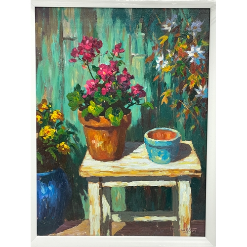 53 - A Still Life oil painting on board by Donal McNaughton in new frame. 29x39cm. Frame 46x56cm.