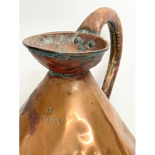 132 - A large Victorian copper 3 gallon measure. 45x43cm