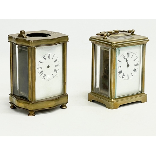 290 - 2 late 19th century brass carriage clocks.