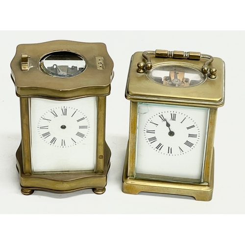 290 - 2 late 19th century brass carriage clocks.