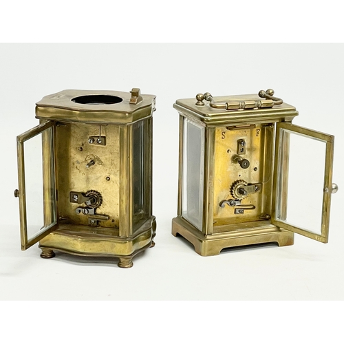 290 - 2 late 19th century brass carriage clocks.