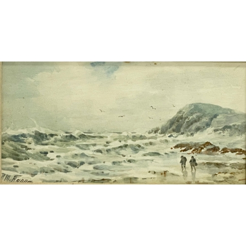 141 - A watercolour by A. M. Hanna. Near Portrush. Early 20th century. 24.5x12.5cm. Frame 41x29cm