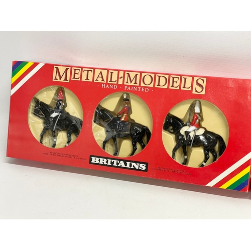 328 - 3 boxes of Britains British Regiments hand painted metal mounted models.