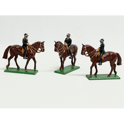 332 - 3 Britains hand painted metal models. Mounted policemen.