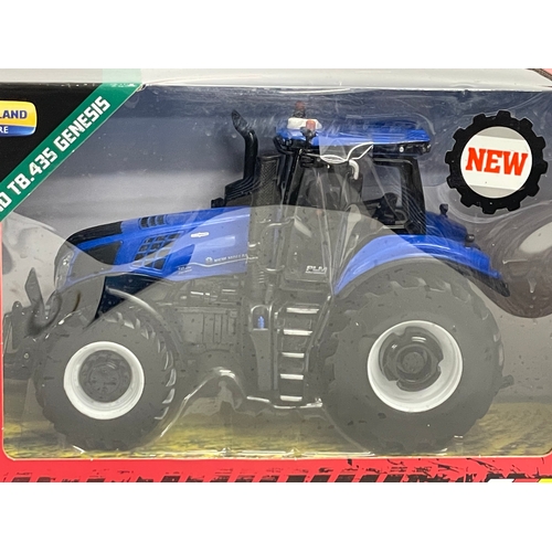 348 - An unused Britains “New Holland” T8.435 Genesis Tractor in box. 1:32 scale. Die-Cast Model and Plast... 