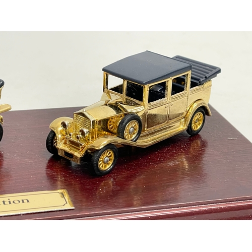 386 - The Rolls-Royce Collection. A Limited Edition Special 24 carat Gold Plated Rolls Royce models on sta... 