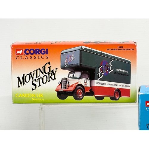 390 - 4 boxes of Corgi models.