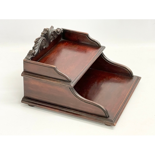 79 - A Victorian mahogany 2 tier desktop organiser. 30x29.5x20cm