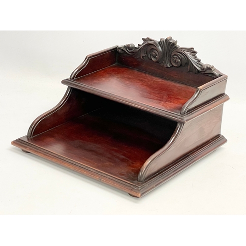 79 - A Victorian mahogany 2 tier desktop organiser. 30x29.5x20cm