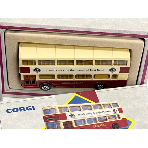 517 - 3 Limited Edition Corgi buses in boxes. East Kent Metrobus x2.  Goldrider Metrobus.