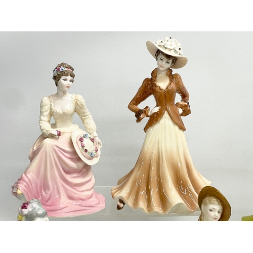 256 - 9 Royal Doulton and Coalport figurines. 21cm. 7 Royal Doulton, Ninette HN2379. Ashley HN3420. Sandra... 