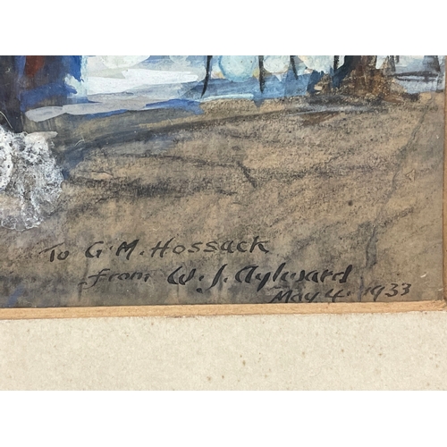 70 - A watercolour by William. J. Aylward (1875-1956) to G.M. Hossack. 22x28cm. Frame 38x46.5cm