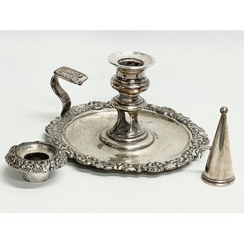 241 - A Victorian silver plated chamberstick. 17x10cm