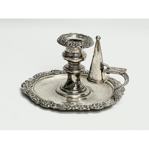 241 - A Victorian silver plated chamberstick. 17x10cm