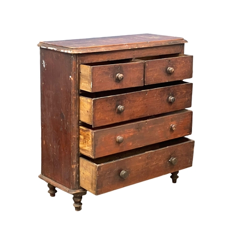 1018 - A Victorian pine chest of drawers. 112x48x119cm (9)