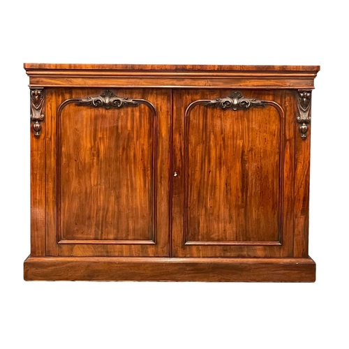 1035 - A Victorian mahogany double door side cabinet with interior shelves and Cellarette. 122x44.5x90.5cm ... 