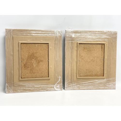 147 - A pair of signed continental oil paintings on board. New frames. 19.5x24.5cm. Frame 41x46cm