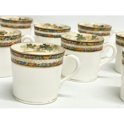 186 - A set of 9 early 20th century Japanese Satsuma hand painted porcelain coffee cups. 6.5x5x4.5cm