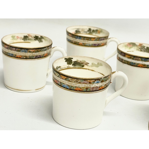 186 - A set of 9 early 20th century Japanese Satsuma hand painted porcelain coffee cups. 6.5x5x4.5cm