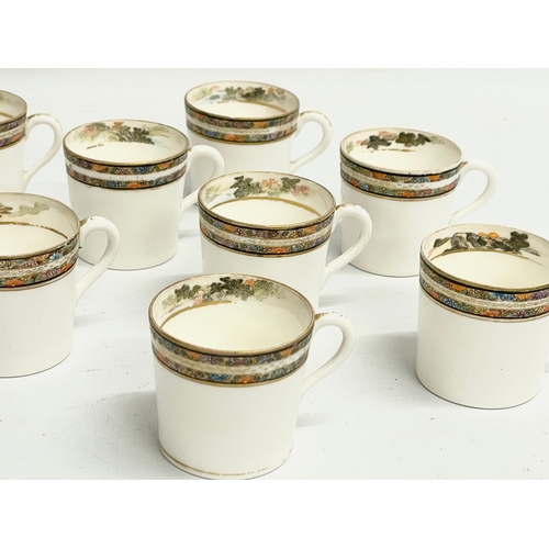 186 - A set of 9 early 20th century Japanese Satsuma hand painted porcelain coffee cups. 6.5x5x4.5cm