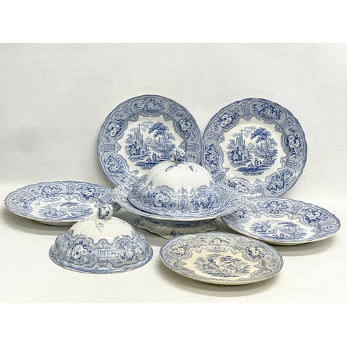 223 - A collection of Georgian and Victorian blue and white dinner ware. Robert Cochran & Co ‘Syria’ patte... 