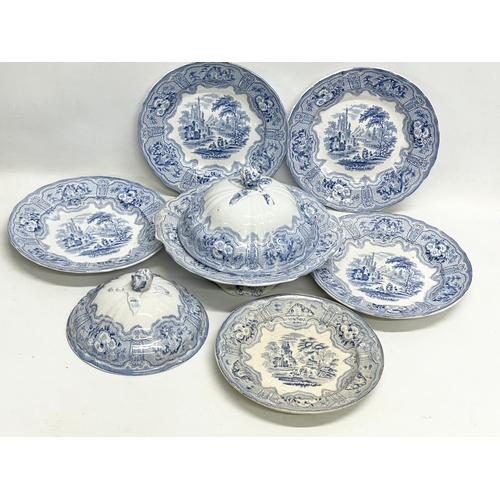 223 - A collection of Georgian and Victorian blue and white dinner ware. Robert Cochran & Co ‘Syria’ patte... 