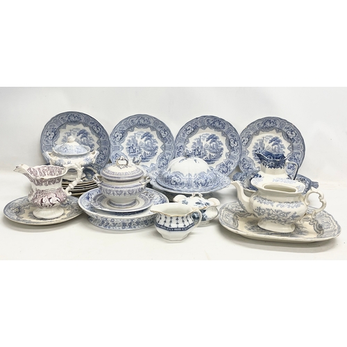 223 - A collection of Georgian and Victorian blue and white dinner ware. Robert Cochran & Co ‘Syria’ patte... 