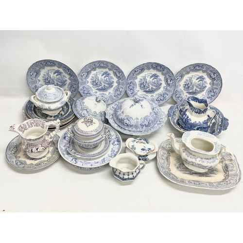 223 - A collection of Georgian and Victorian blue and white dinner ware. Robert Cochran & Co ‘Syria’ patte... 